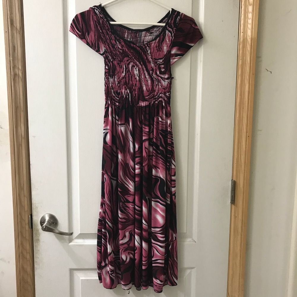 Purple Short Sleeve Maxi Dress